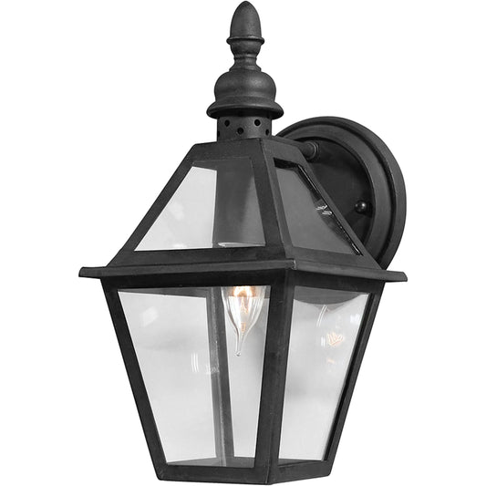Townsend Wall Lantern by Troy in natural bronze. Made from hand worked iron in a traditional style.