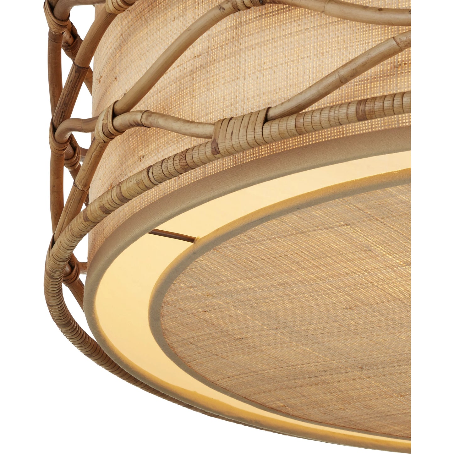 003 SI-2191802 | Additional Silo | Partita Pendant by Currey and Company in saddle tan, natural. Made from wrought iron, rattan in a modern style.