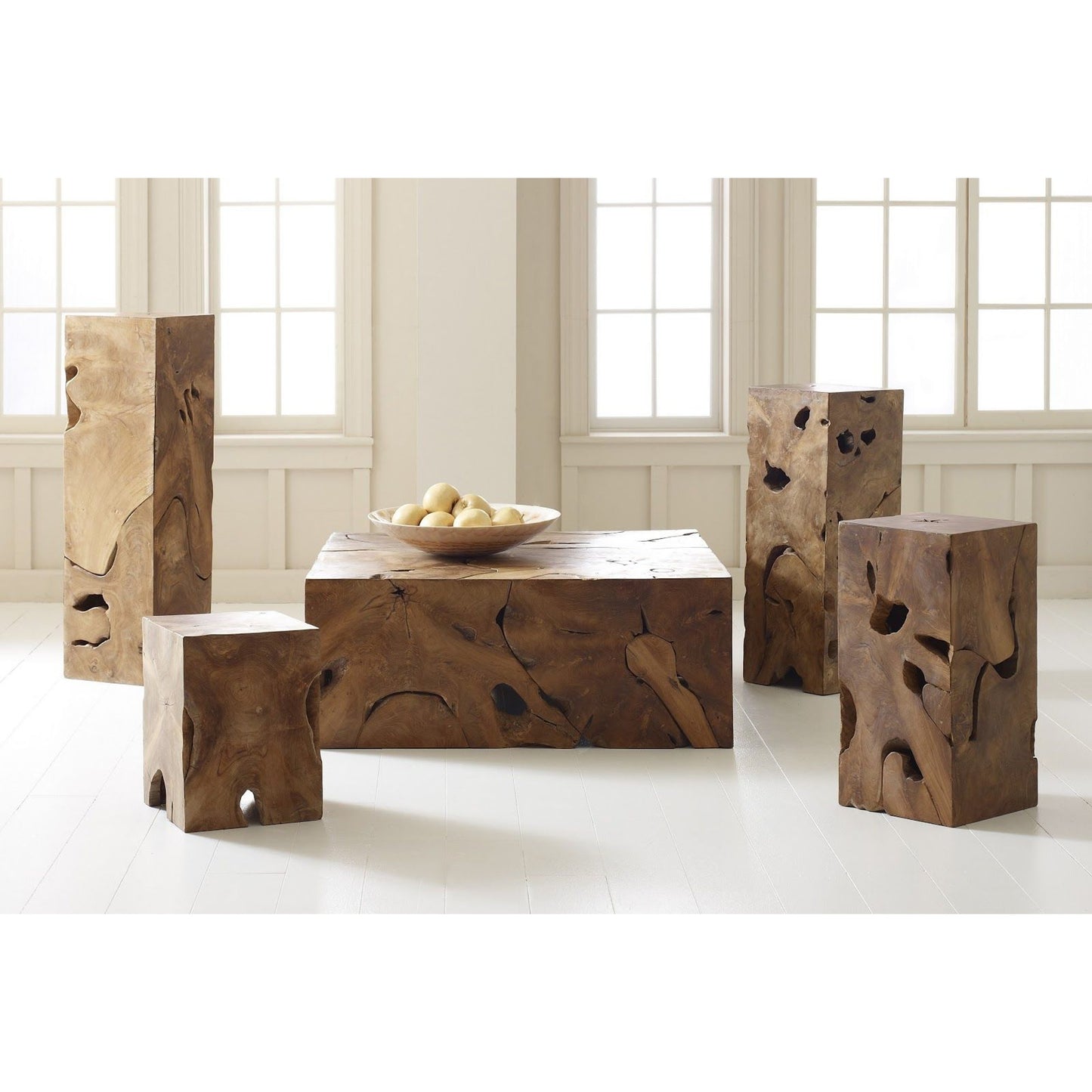 003 SR-821030 | Additional Silo | Teak Slice Rectangle Coffee Table by Phillips Collection in brown. Made from wood in a eclectic & global style.