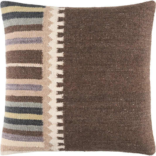 Blanche 540886 Pillow by Surya in dark brown, oatmeal, medium brown, gray, charcoal. Made from wool, cotton in a cottage & farmhouse style.