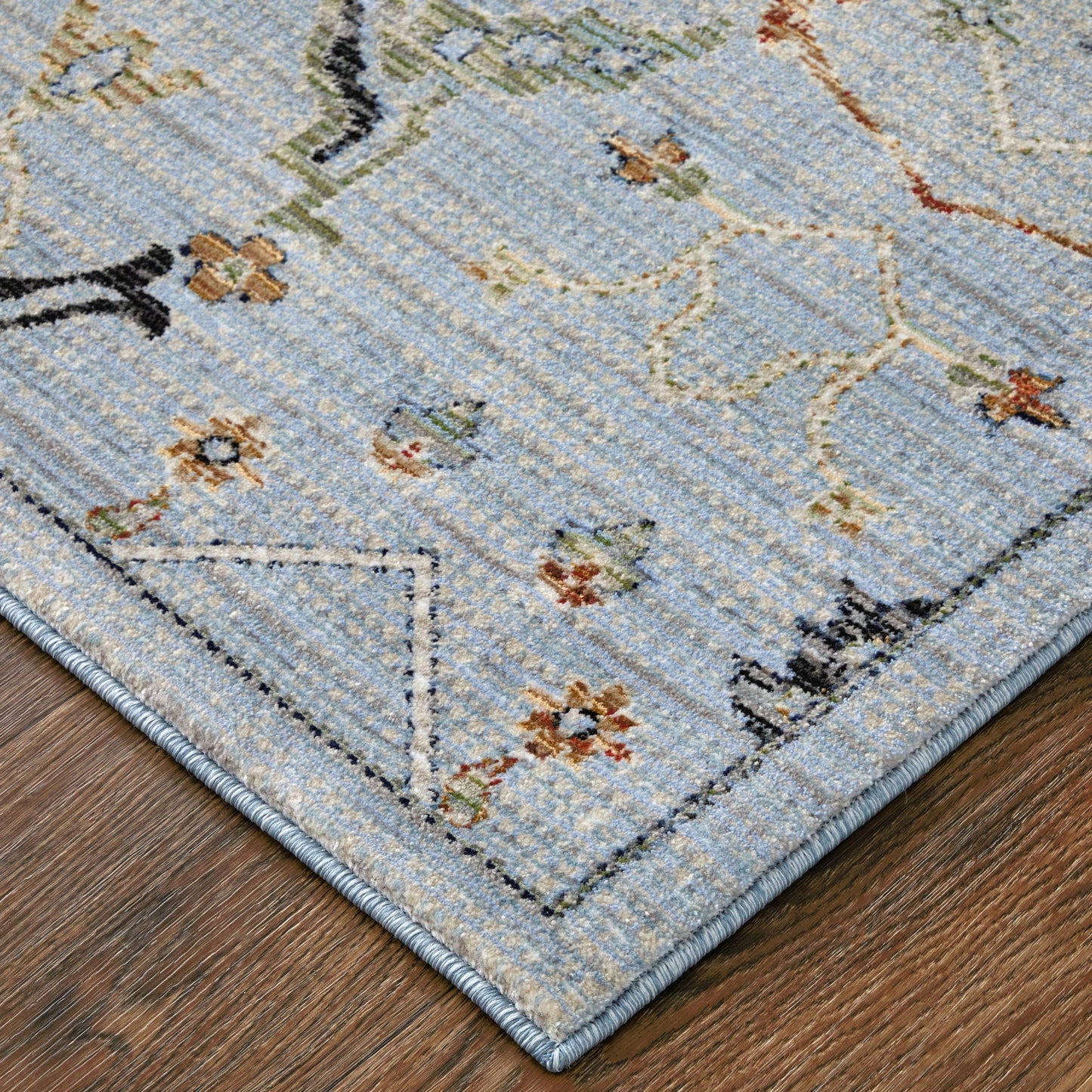 003 SI-2158896,SI-2158897,SI-2158898,SI-2158899,SI-2158900,SI-2259686 | Closeup | Melrose Traditional & Botanical Rug - MEL39P4F by Feizy in blue, green, ivory. Made from polypropylene, polyester, viscose in a unique style.