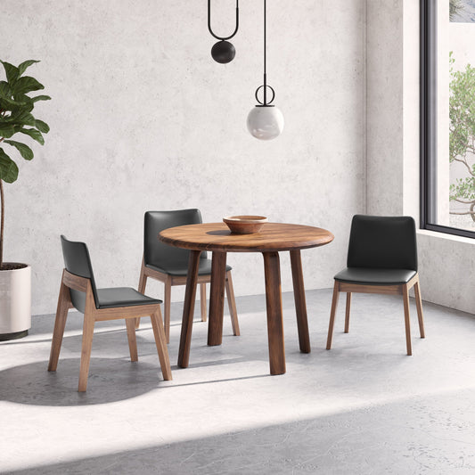 Deco Dining Chair Black Pvc (Set of 2) by Moe's Home Collection in ebony and lacquer. Made from solid american walnut, walnut veneer, plywood in a modern style.