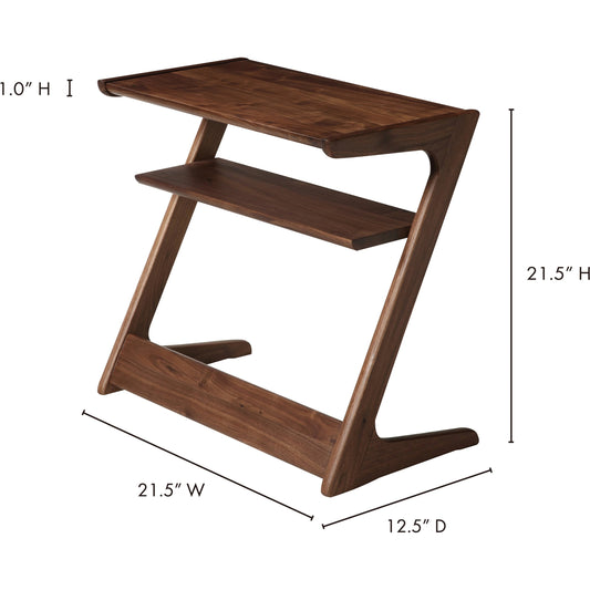 Sakai Accent Table by Moe's Home Collection in natural walnut. Made from solid walnut in a modern style.