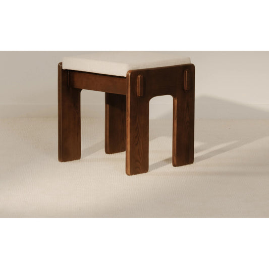 Ashby Counter Stool by Moe's Home Collection in beige and walnut. Made from upholstery: 100% polyester, solid ash, plywood in a transitional style.
