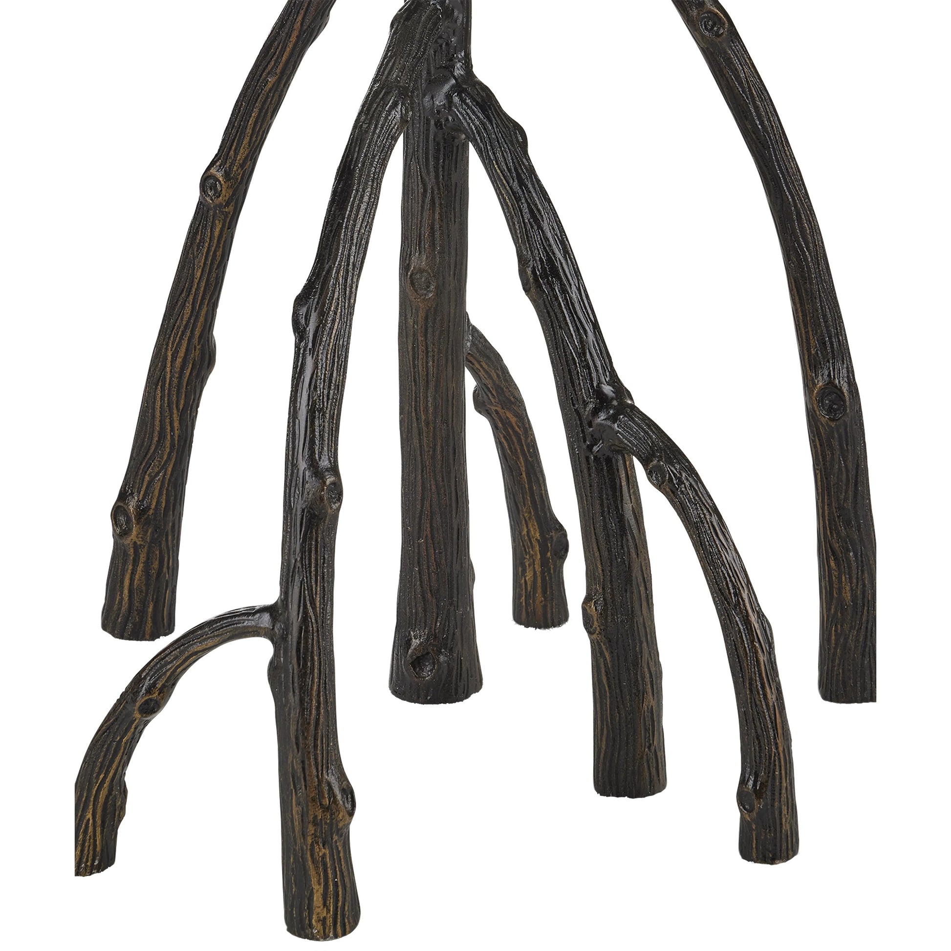 Mangrove Floor Lamp by Currey and Company in bronze. Made from cast aluminum in a cottage & farmhouse style.