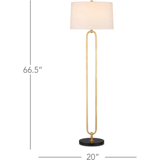 Glossary Floor Lamp by Currey and Company in contemporary gold leaf, natural. Made from metal, marble in a modern style.