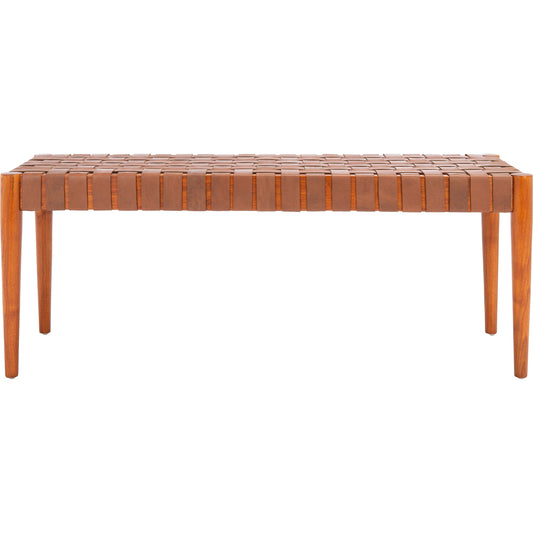 Alexandria Weave Bench by HedgeApple Essentials in cognac. Made from unique in a transitional style.