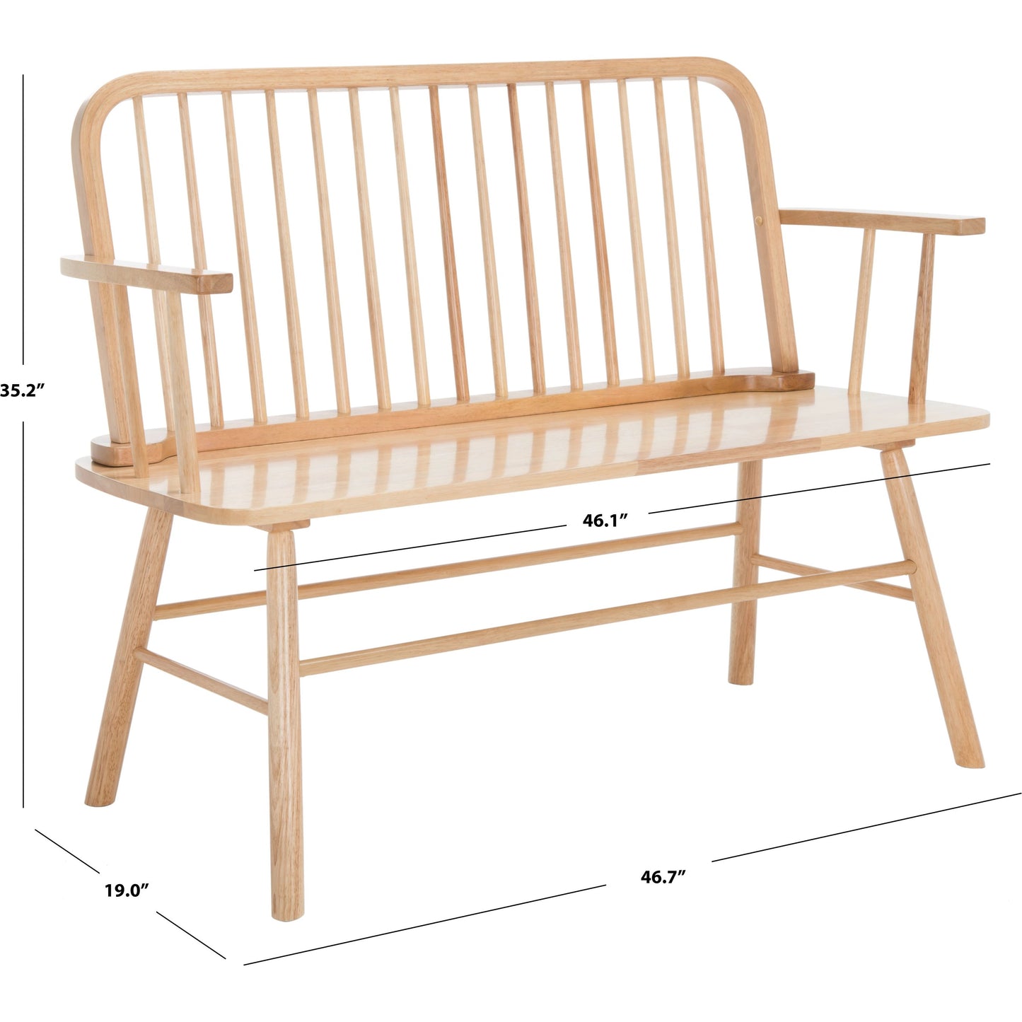 007 SI-2033080 | Additional Silo | Bowcreek Spindle Bench by HedgeApple Essentials in natural. Made from rubber wood, iron in a modern style.