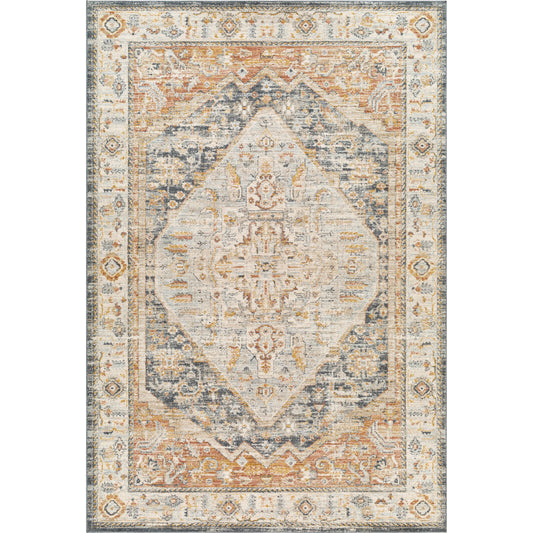 Beckham Rug - 33059 by Livabliss in charcoal, amber, off-white, medium gray, medium brown, ice blue. Made from main: 100% polyester in a unique style.