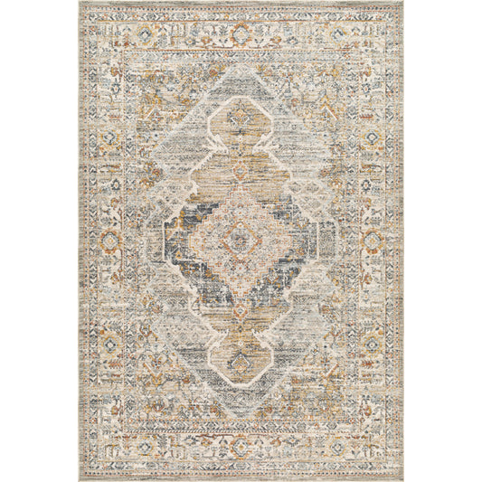 Beckham Rug - 33061 by Livabliss in charcoal, off-white, light slate, ice blue, amber, medium brown. Made from main: 100% polyester in a unique style.