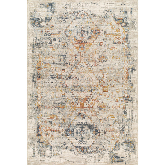 Beckham Rug - 33077 by Livabliss in light slate, off-white, charcoal, ice blue, amber, medium brown. Made from main: 100% polyester in a unique style.