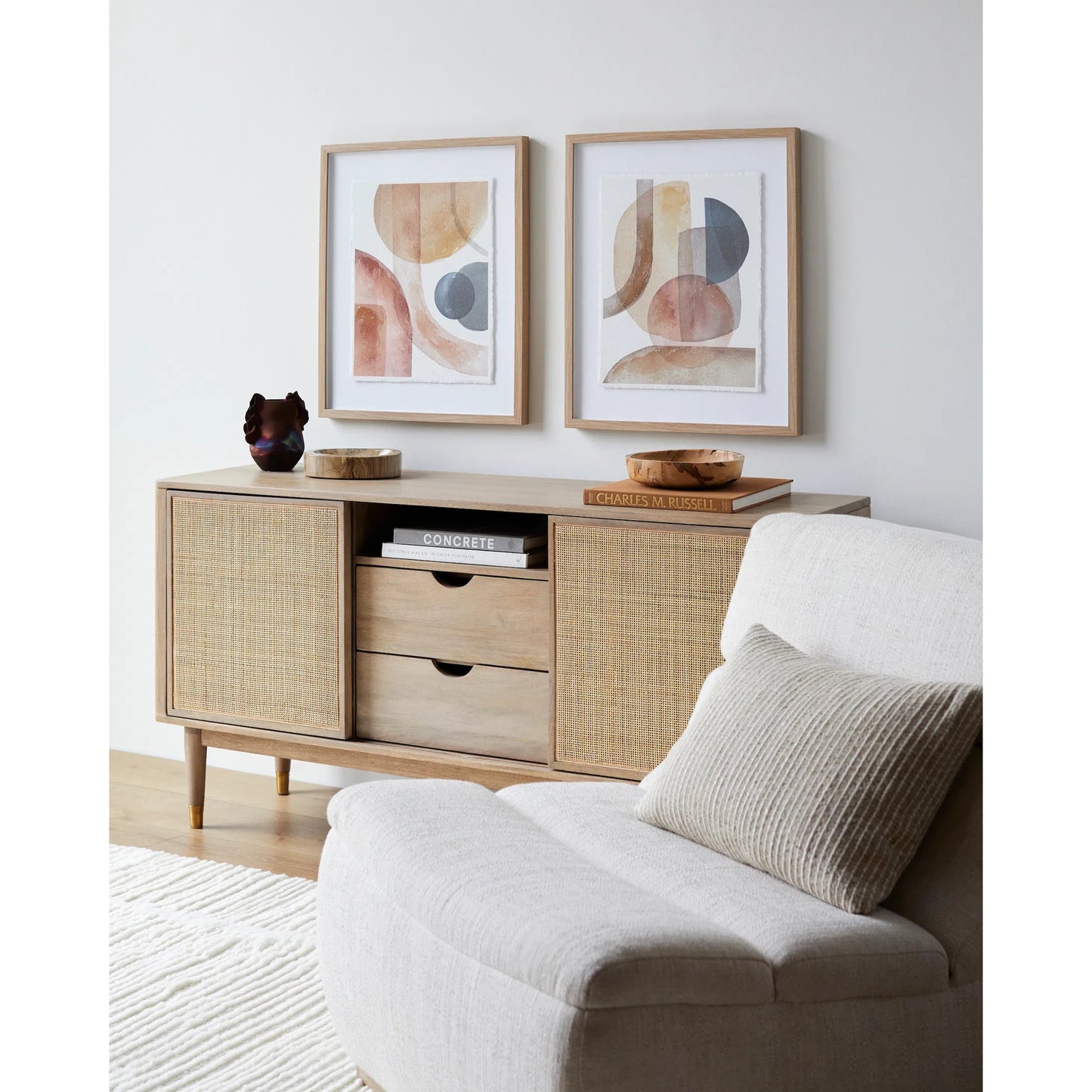 002 SI-2132981 | Lifestyle | Bosaca Wall Art - 528616 (Set of 2) by Livabliss in rust and natural. Made from main: paper, frame: polystyrene in a modern style.