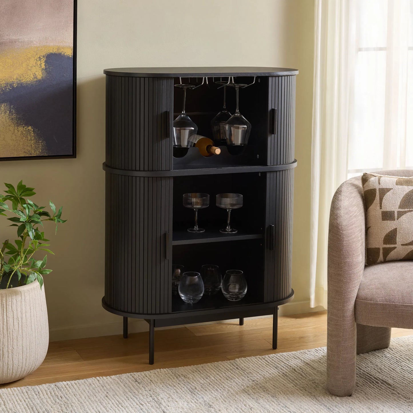 030 SI-2629758 | Lifestyle | Newaygo Bar Cabinet by HedgeApple Essentials. Made from mdf, steel pipe in a unique style.