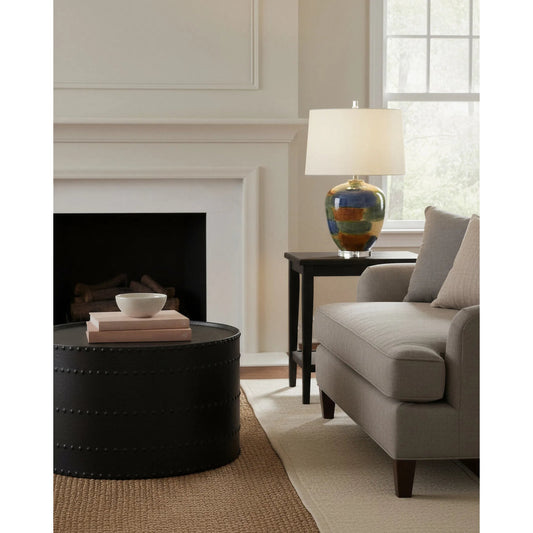 Rainbow Table Lamp by Currey and Company in blue, green, sand, rust, clear. Made from porcelain, crystal in a eclectic & global style.