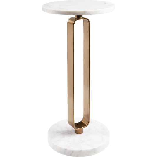 005 SI-1923427 | Primary Silo | Bendigo Drink Table by Livabliss in metallic brass, ivory and bronzed, marbled. Made from top: marble, base: metal in a modern style.