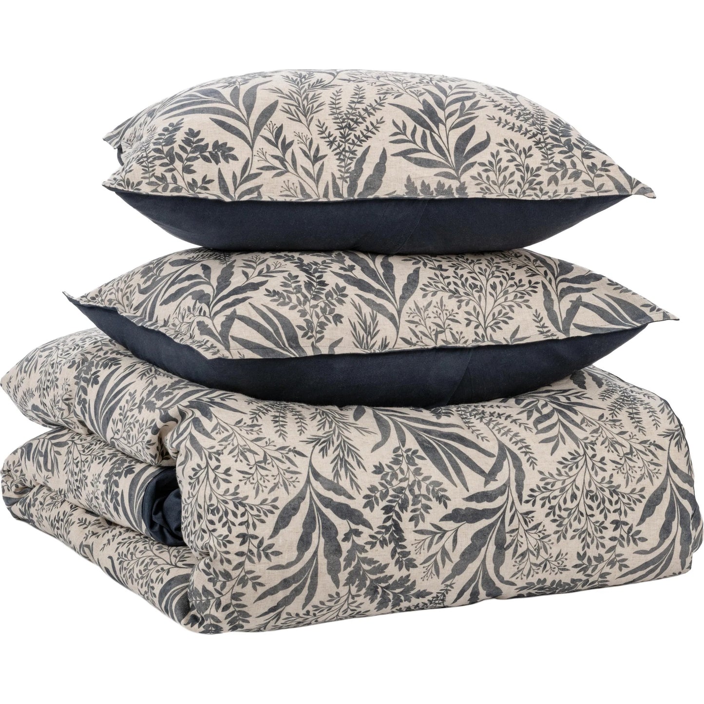 001 SI-2533272 | Primary Silo | Mulberry 3-Piece Linen Blend Duvet Set by Villa by Classic Home in denim blue. Made from 70% linen, 30% cotton, 100% cotton back in a unique style.