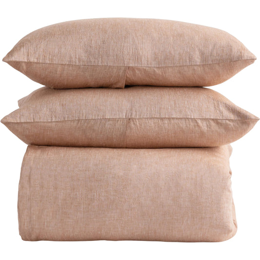 001 SI-2537928 | Primary Silo | Jayson Clay Linen Cashmere 3pc Duvet Set (Set of 3) by Villa by Classic Home in clay. Made from 70% linen, 25% cotton, 5% cashmere in a unique style.
