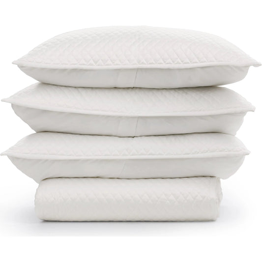 001 SI-2533289 | Primary Silo | Diamond 4-Piece Sateen Fabric Quilt Set by Villa by Classic Home in white. Made from 100% polyester in a unique style.