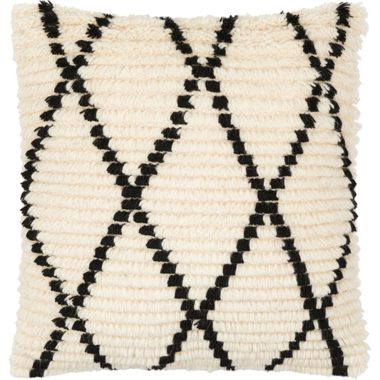 Benisouk Pillow - 12587 by Surya in cream, black. Made from 100% wool, 100% cotton in a eclectic & global style.