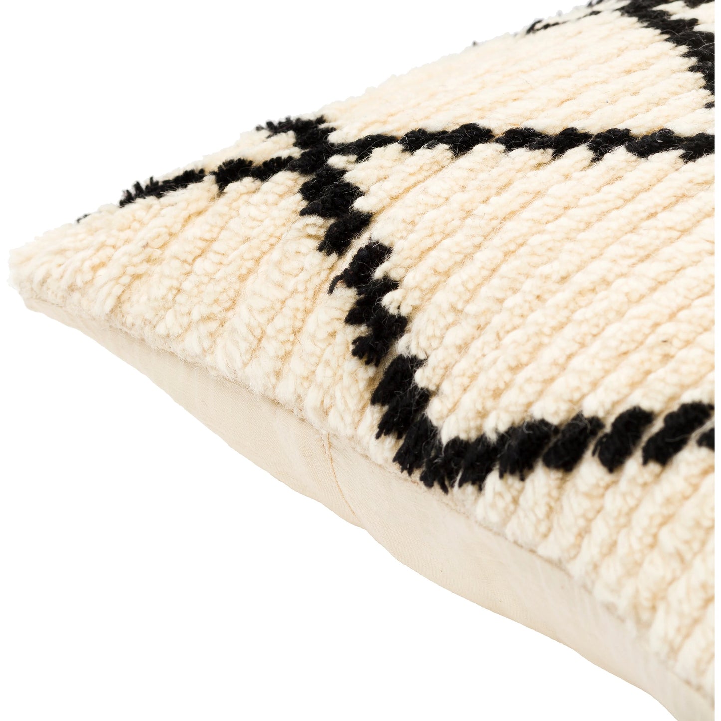 004 SI-1877611,SI-1877612,SI-1877613,SI-1877614,SI-1877615,SI-1877616 | Closeup | Benisouk Pillow - 12587 by Surya in cream, light beige. Made from 100% wool, 100% cotton in a eclectic & global style.