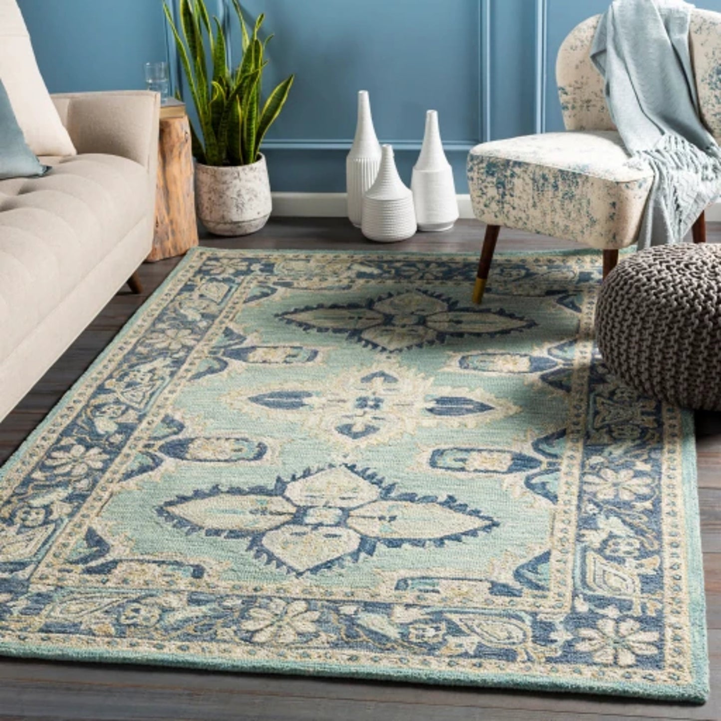 010 97701-40237,97701-40238,97701-40239 | Lifestyle | Bonifate Rug - 22104 by Surya in aqua, denim. Made from 100% wool in a unique style.