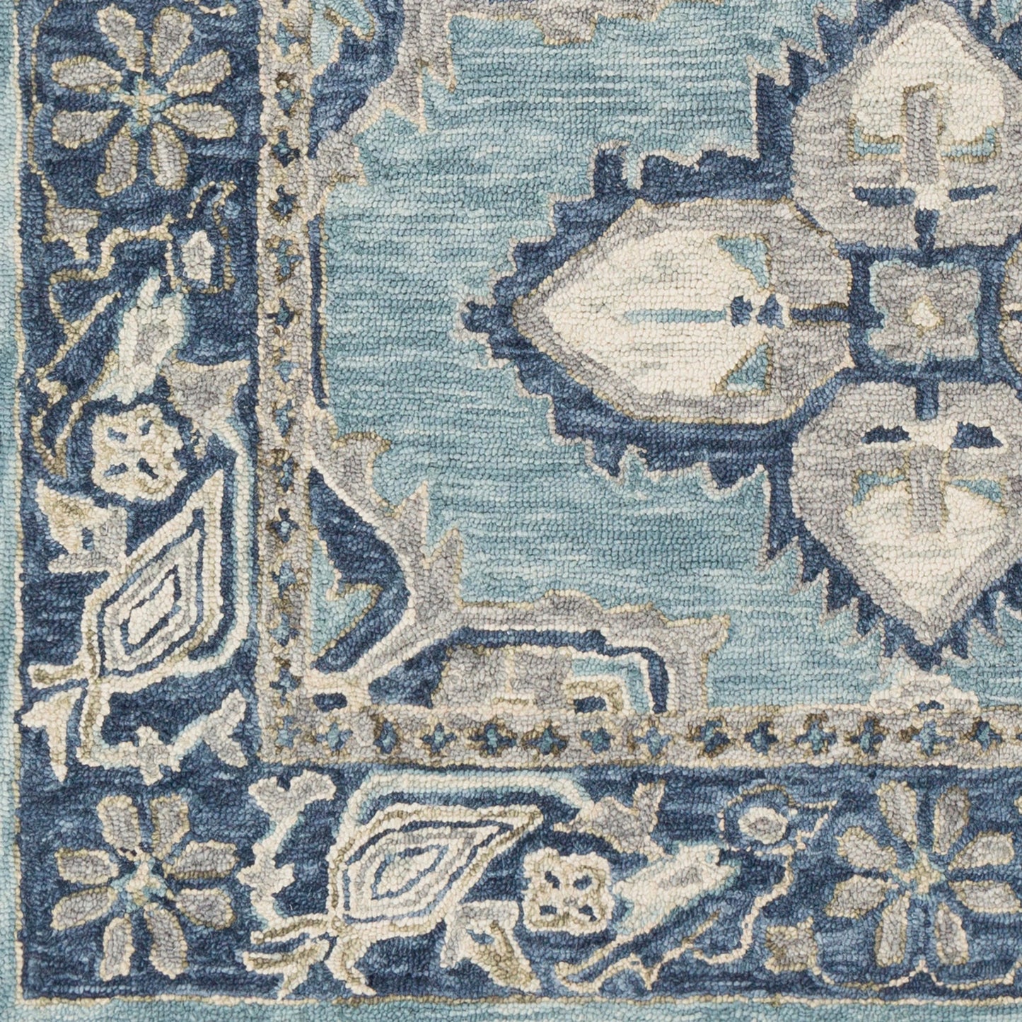 007 97701-40237,97701-40238,97701-40239 | Closeup | Bonifate Rug - 22104 by Surya in aqua, denim. Made from 100% wool in a unique style.