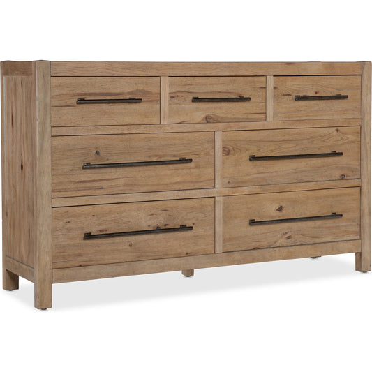 Vineyard Row Seven-Drawer Dresser by Hooker Furniture in light wood and sonoma. Made from unique in a transitional style.