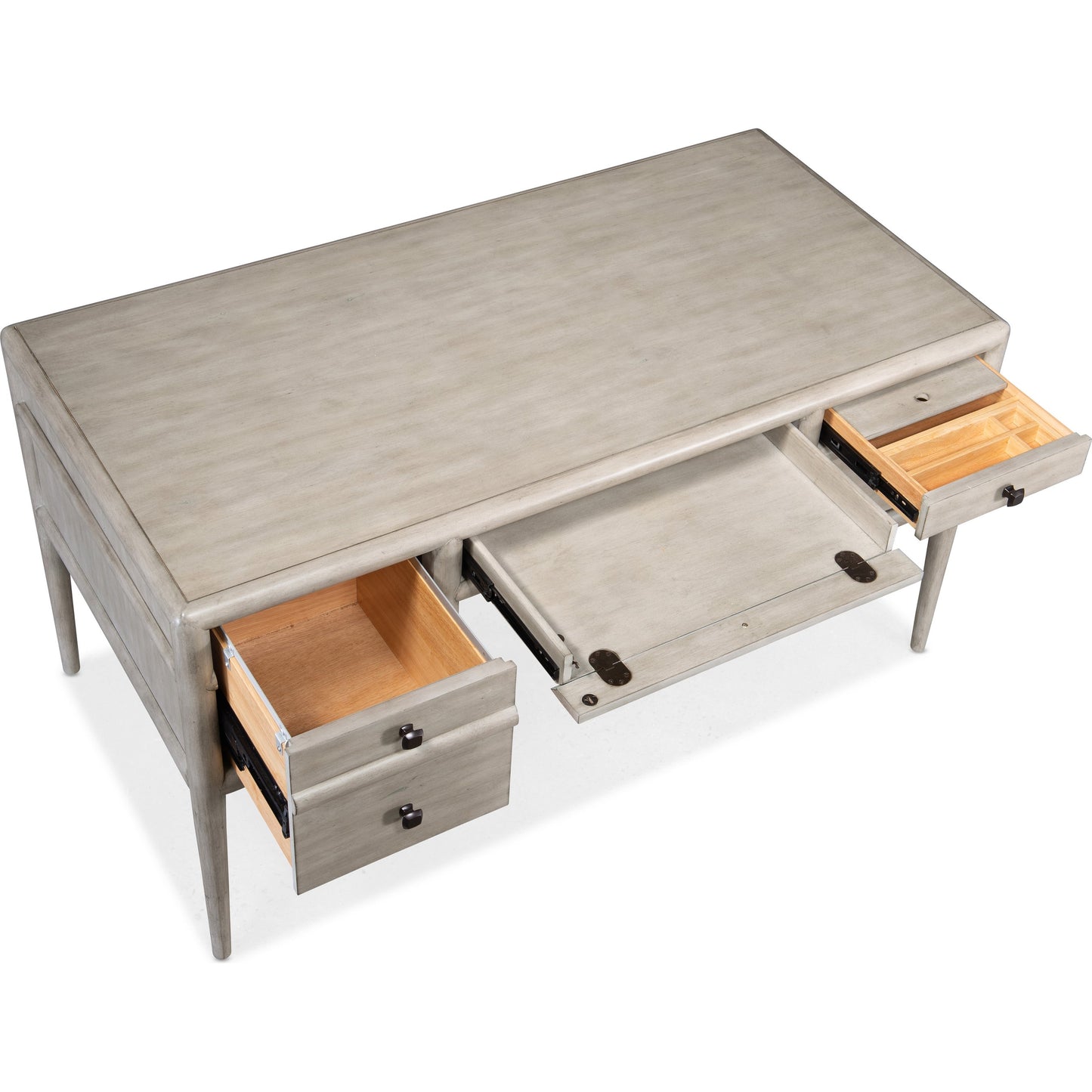 004 SI-1748503 | Additional Silo | Burnham Writing Desk by Hooker Furniture in grey mink. Made from alder veneers with knots in a modern style.