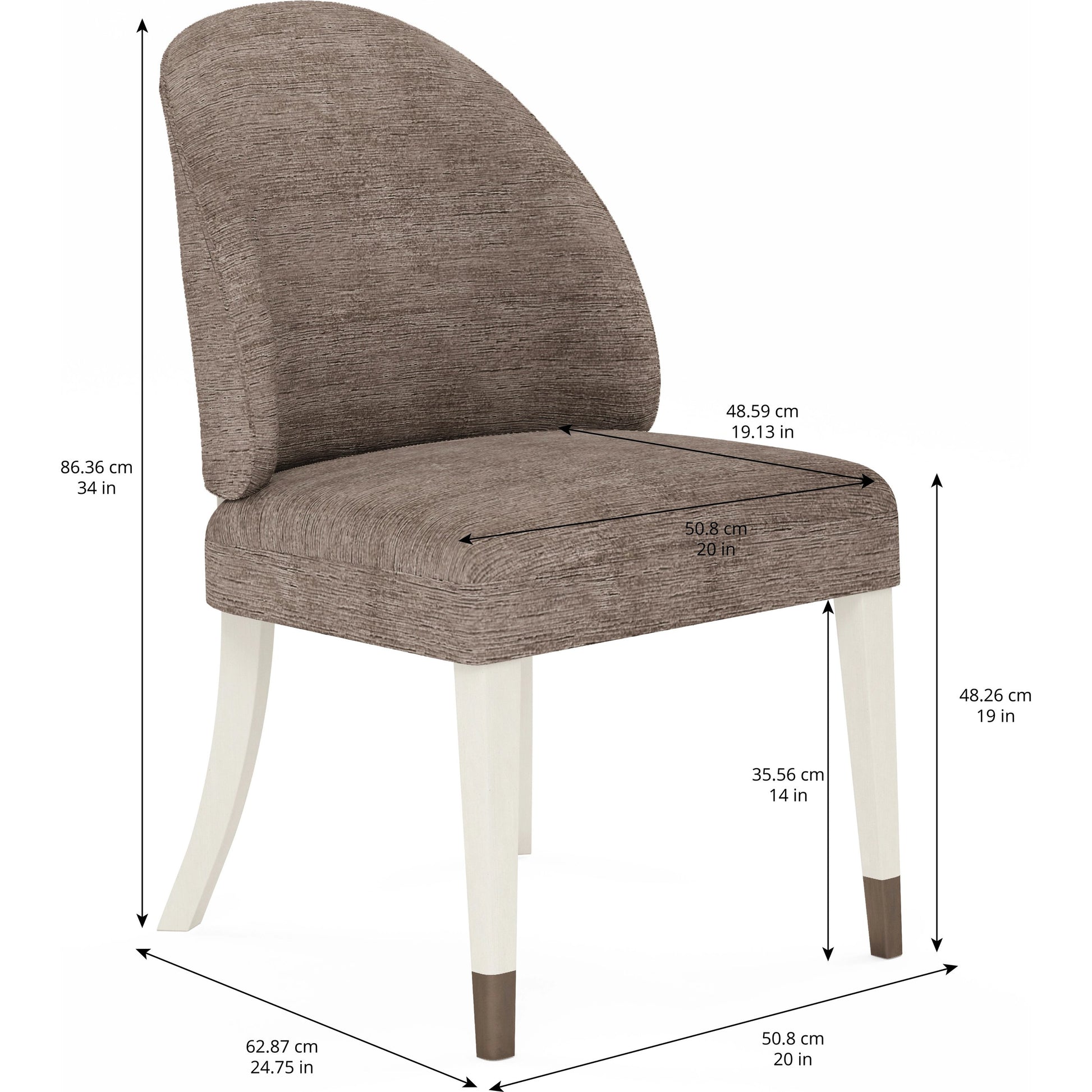 Blanc Hostess Chair (Set of 2) by A.R.T. Furniture in alabaster, burnished bronze. Made from parawood solids, foam, fabric, metal in a modern style.