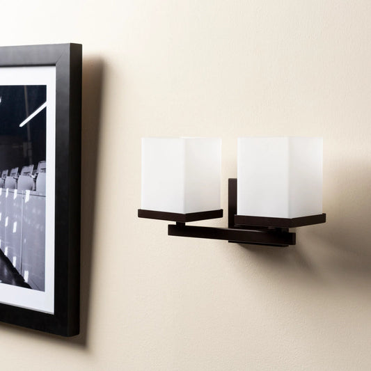 Blaire Wall Sconce - 25195 by Surya in white, brown. Made from glass, metal in a modern style.
