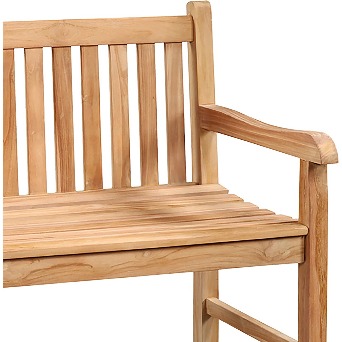002 SI-2075447 | Closeup | Tacca Teak Outdoor Bench by Arch & Plane in brown and natural wood sealed finish. Made from teak wood in a modern style.
