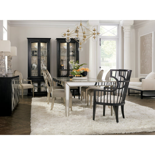 Sanctuary Couture Host Chair by Hooker Furniture in beige and noir. Made from fabric, foam in a traditional style.