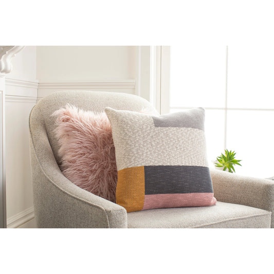 Brickel Pillow - 31923 by Livabliss in mustard, light pink. Made from 100% cotton in a eclectic & global style.