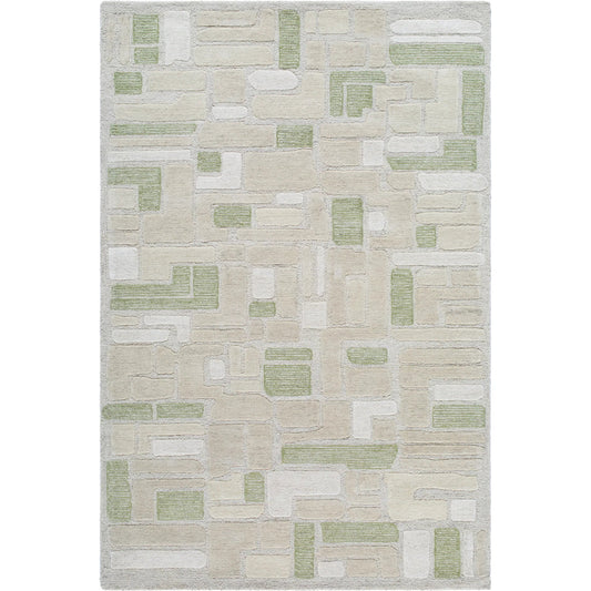 Brook 530275 Rug by Livabliss in green, beige, cream, white. Made from wool in a unique style.