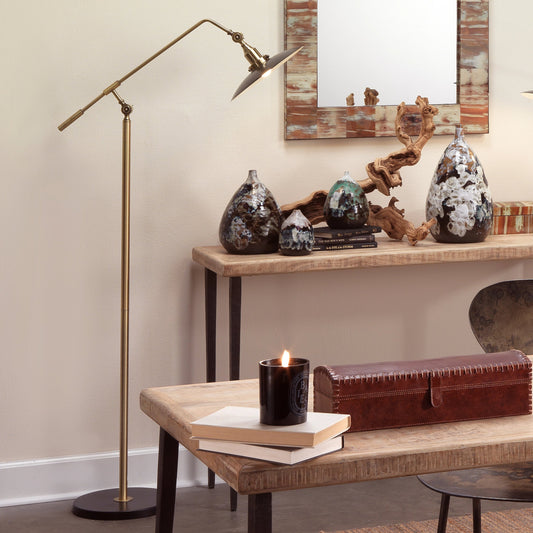 Mid-Century Modern Floor Lamp by Lifestyle by JY in brass finish. Made from metal in a modern style.