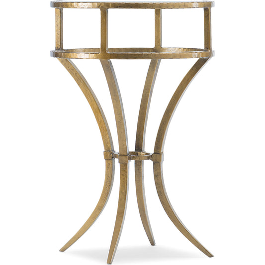 Laureng Martini Table by Hooker Furniture in gold. Made from hammered iron with tempered glass in a modern style.