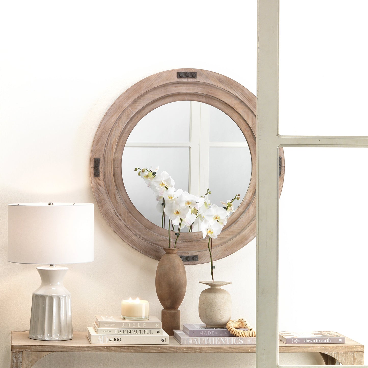 003 SR-707922 | Additional Silo | Foreman Mirror by Lifestyle by JY in white washed wood with iron accents. Made from wood in a eclectic & global style.
