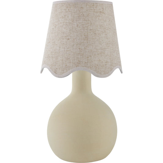 001 SI-2168533 | Primary Silo | Balbao Round Table Lamp with Beige Linen Shade by Livabliss in high gloss. Made from ceramic, rattan, metal in a modern style.