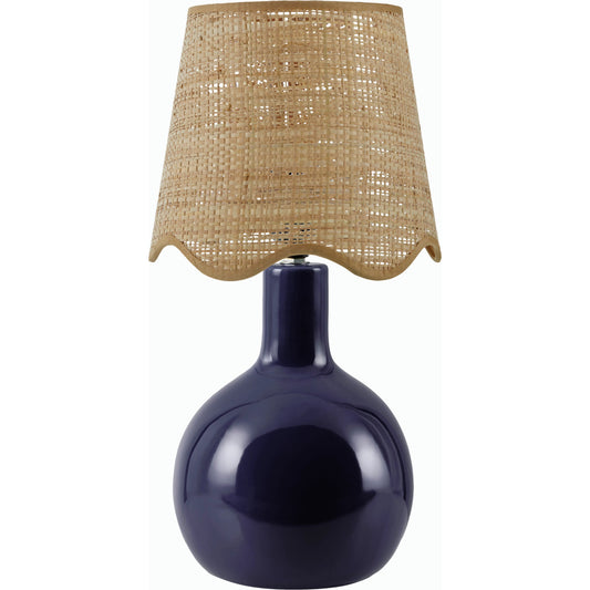 Balbao Round Table Lamp with Rattan Shade by Livabliss in high gloss. Made from ceramic, rattan, metal in a modern style.