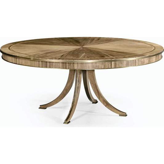 001 SI-2186373 | Primary Silo | Hamilton Round Golden Amber Dining Table by Jonathan Charles in brown and amber matte. Made from paldao veneer, brass in a modern style.