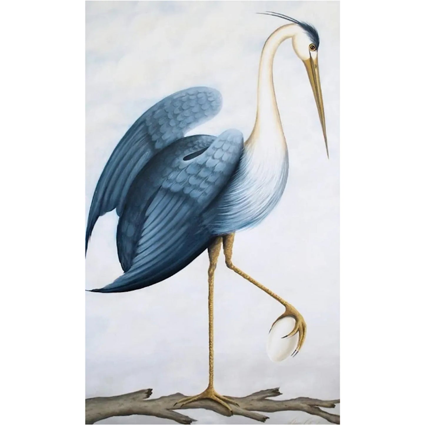 000 SI-2633271 | Primary Silo | Blue Heron L by Zentique in blue, teal and blue. Made from canvas, wood frame in a unique style.