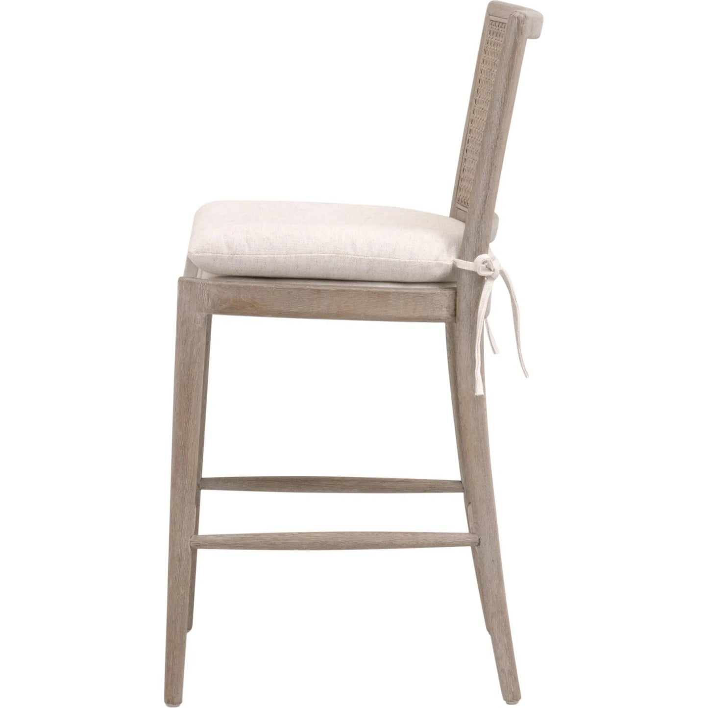 002 SI-2292621 | Additional Silo | Blume Counter Stool by Essentials For Living in performance textured cream linen, natural gray oak, cane. Made from solid oak wood, cane in a transitional style.