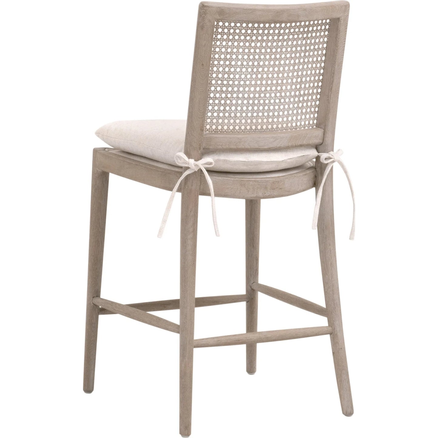 003 SI-2292621 | Additional Silo | Blume Counter Stool by Essentials For Living in performance textured cream linen, natural gray oak, cane. Made from solid oak wood, cane in a transitional style.