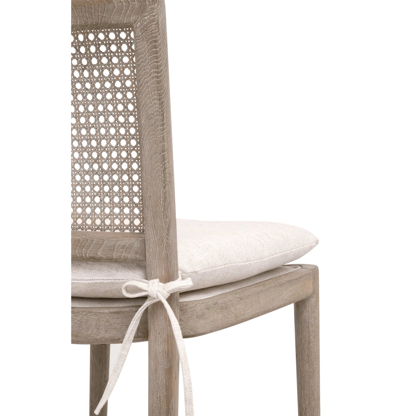 007 SI-2292621 | Closeup | Blume Counter Stool by Essentials For Living in performance textured cream linen, natural gray oak, cane. Made from solid oak wood, cane in a transitional style.