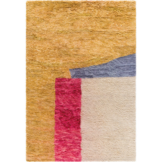 Beni Moroccan Rug - 539019 by Livabliss in mustard. fuschia, blue, cream. Made from wool in a unique style.