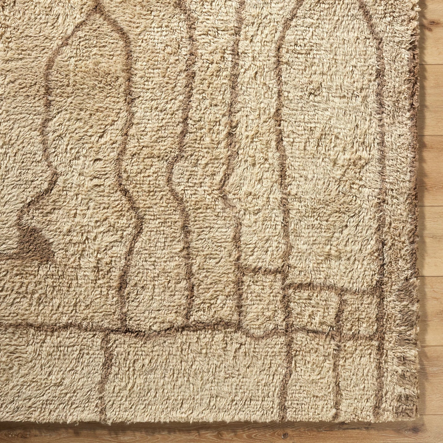 007 SI-2257970,SI-2257971,SI-2257972,SI-2257973,SI-2257974 | Closeup | Beni Moroccan BMC-2309 Rug by Livabliss in beige, taupe, sandstone. Made from wool in a unique style.