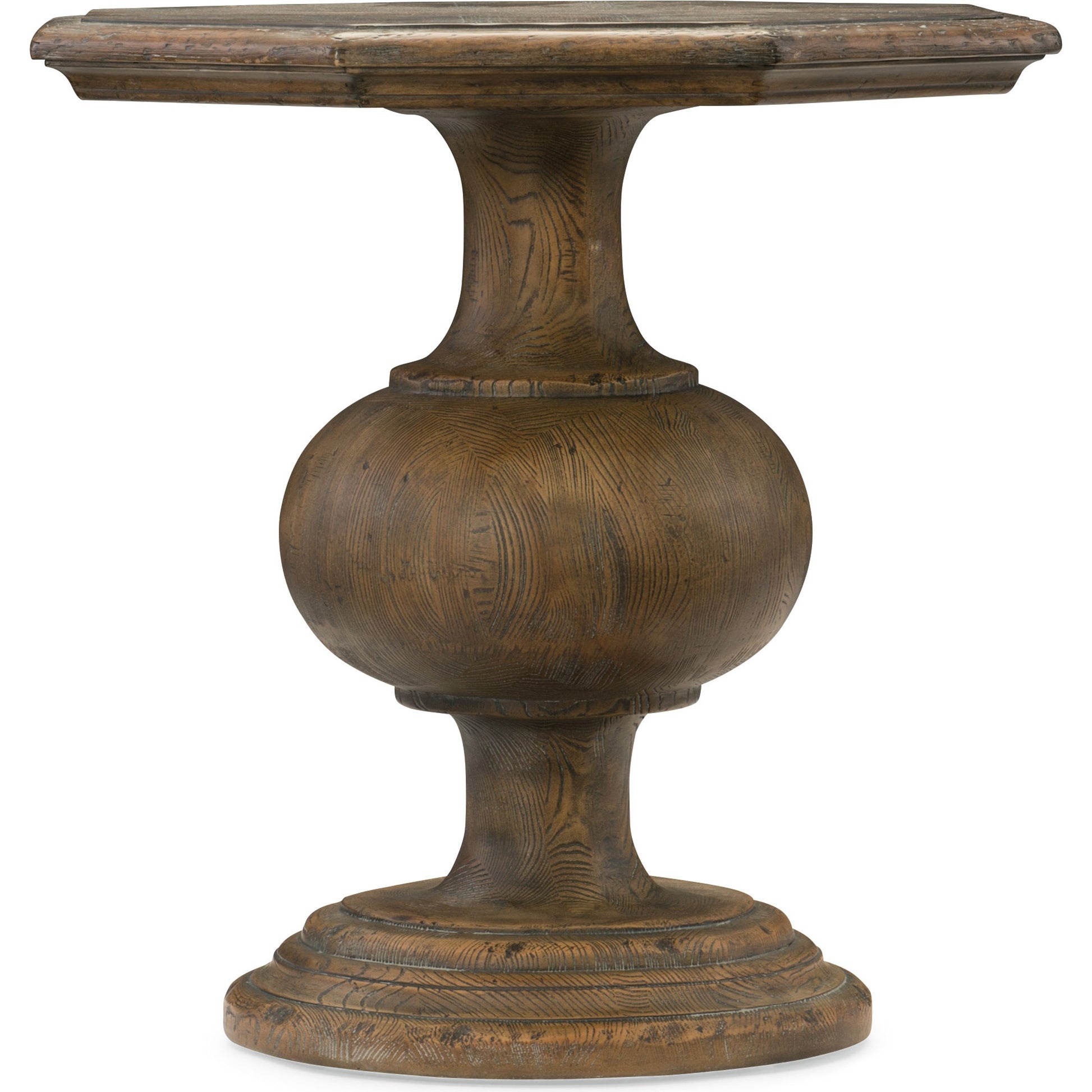 Mason End Table by Hooker Furniture in saddle brown. Made from white oak veneers, resin in a traditional style.