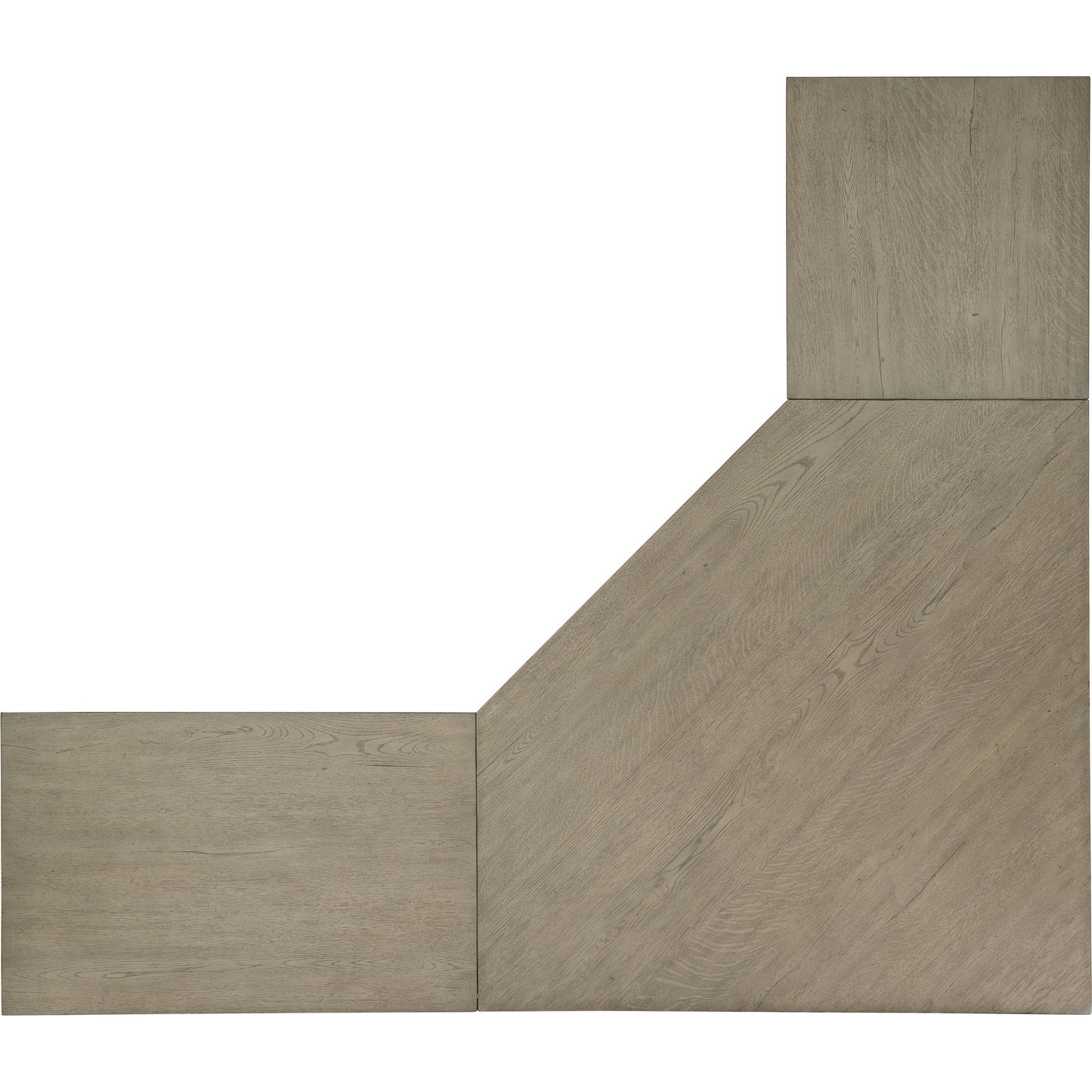 004 SI-1900740 | Additional Silo | Linville Falls Corner Desk with Lateral and Small File by Hooker Furniture in mink, antique pewter. Made from oak veneers in a modern style.