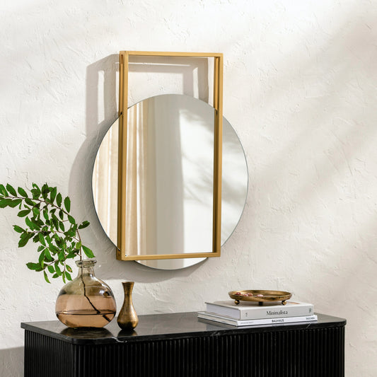 Benedict Mirror - 32894 by Surya in gold and gold. Made from frame: metal, substrate: manufactured wood in a modern style.