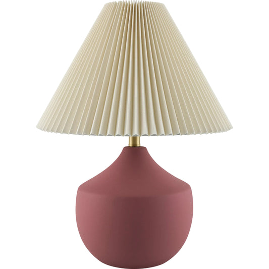 Benson Accent Table Lamp with Tapered Shade by Livabliss in hand painted. Made from ceramic, linen, polyester, iron in a modern style.